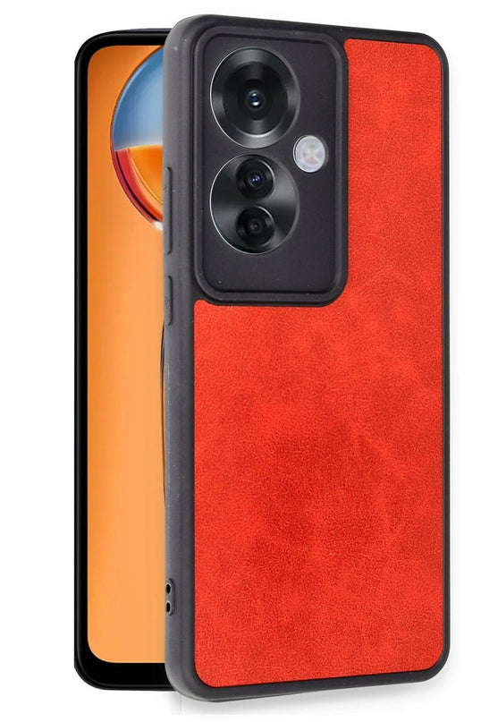 Oppo Reno 11F Aras Deri Kapak Kılıf - Kırmızı 2