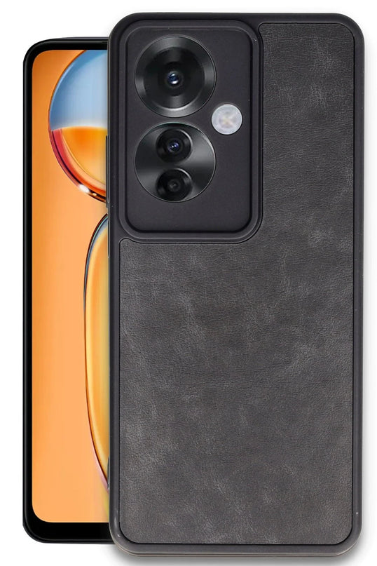 Oppo Reno 11F Aras Deri Kapak Kılıf - Siyah