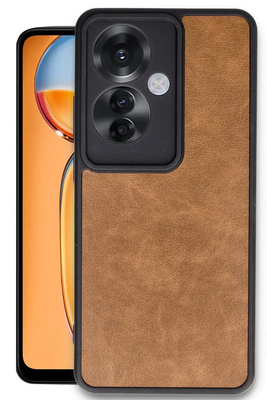 Oppo Reno 11F Aras Deri Kapak Kılıf - Taba