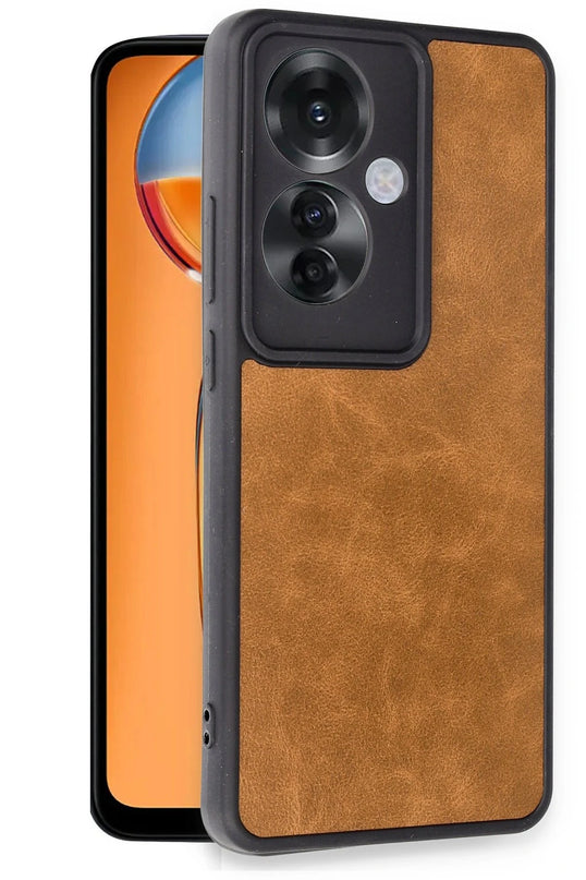 Oppo Reno 11F Aras Deri Kapak Kılıf - Taba 2
