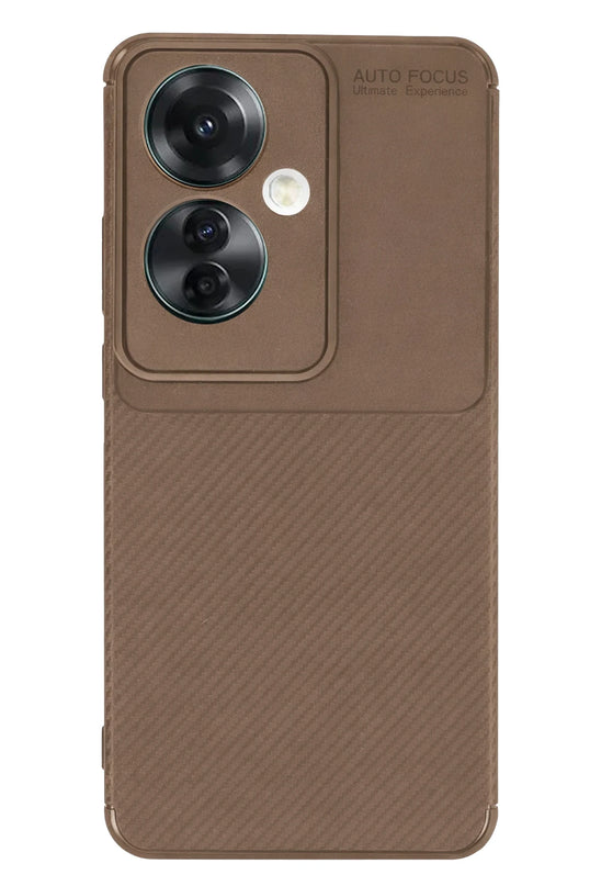 Oppo Reno 11F Auto Focus Karbon Kapak Kılıf - Kahverengi