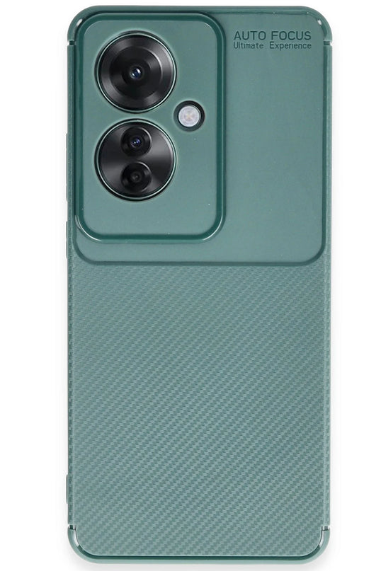 Oppo Reno 11F Auto Focus Karbon Kapak Kılıf - Koyu Yeşil