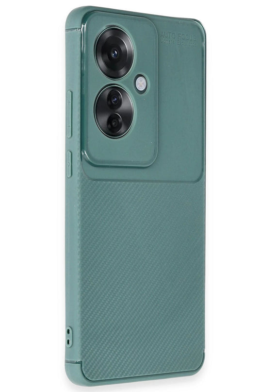 Oppo Reno 11F Auto Focus Karbon Kapak Kılıf - Koyu Yeşil 2