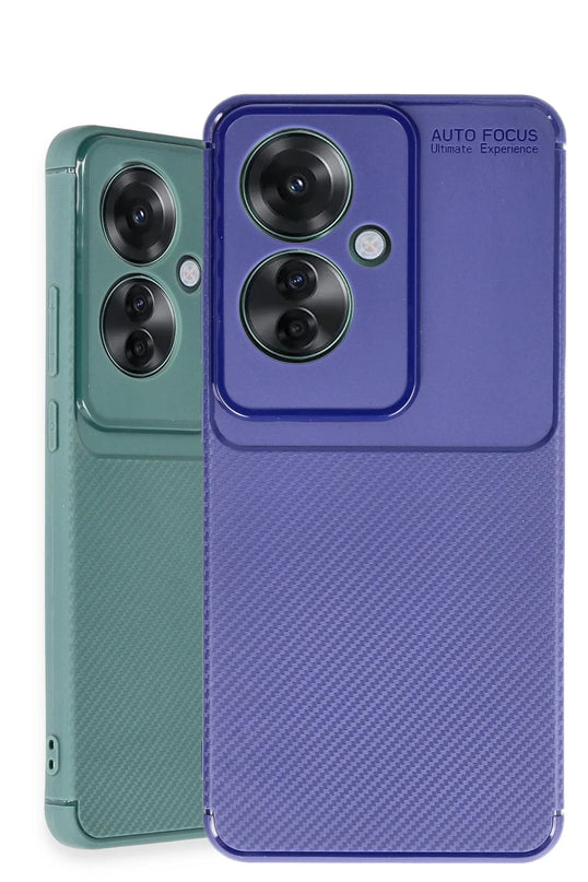 Oppo Reno 11F Auto Focus Karbon Kapak Kılıf - Koyu Yeşil 3