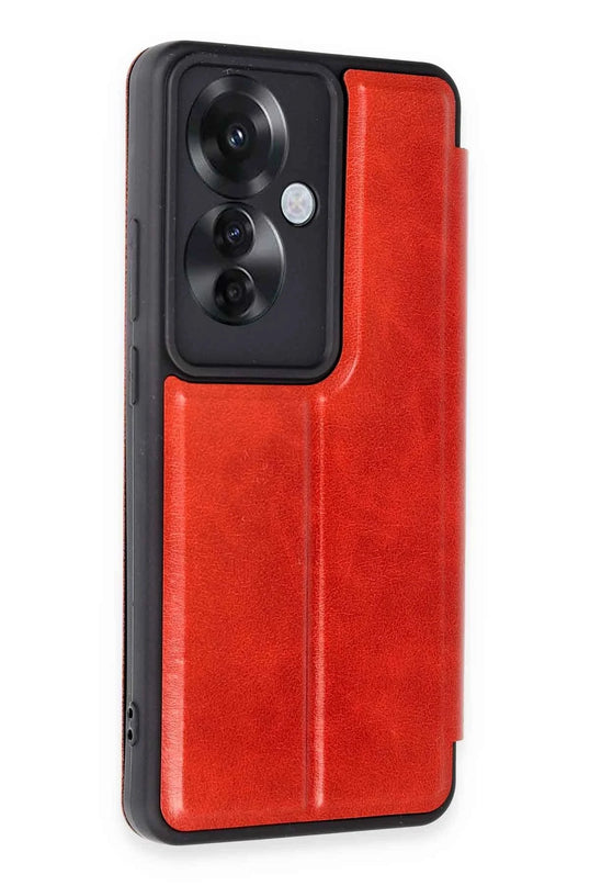Oppo Reno 11F Flip Cover Kılıf - Kırmızı 2