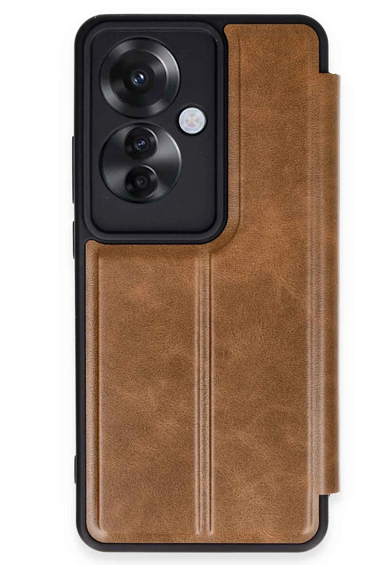 Oppo Reno 11F Flip Cover Kılıf - Taba