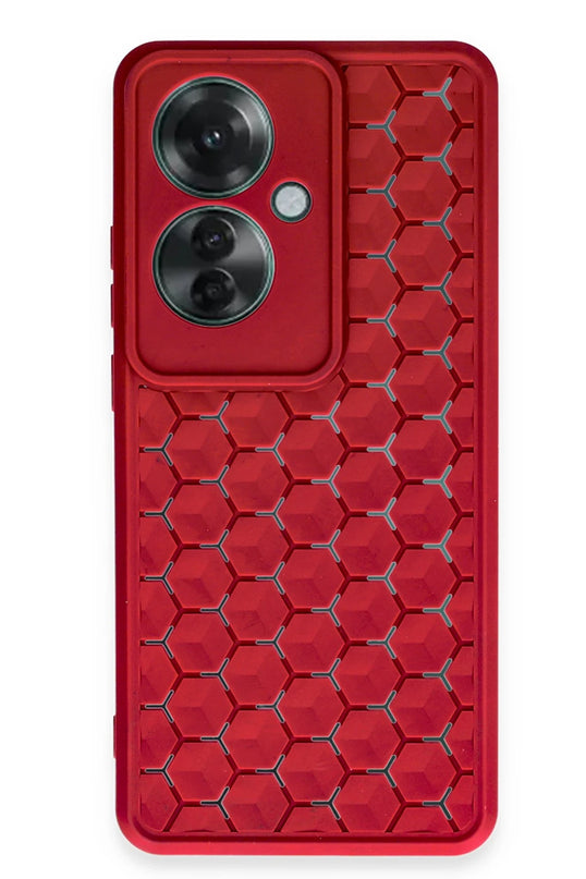 Oppo Reno 11F Petek Silikon Kapak Kılıf - Kırmızı