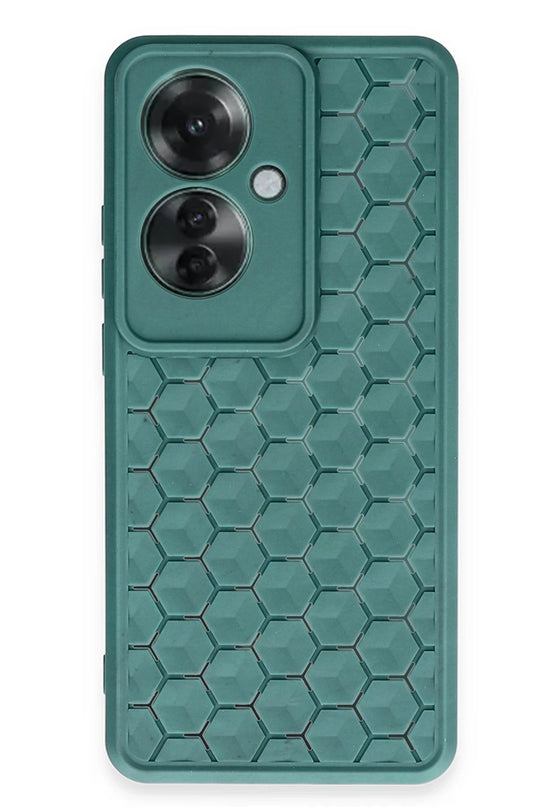 Oppo Reno 11F Petek Silikon Kapak Kılıf - Koyu Yeşil
