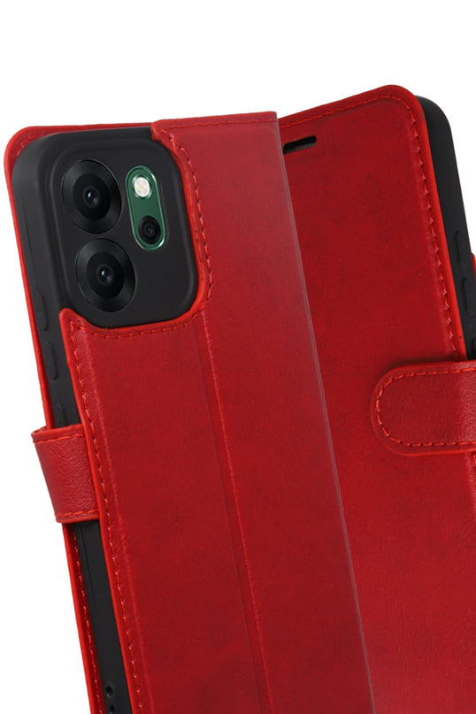 Oppo Reno 14F Trend S Plus Kapaklı Kılıf - Kırmızı 3