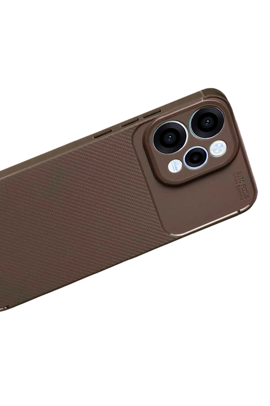 Oppo Reno 15 Auto Focus Karbon Kapak Kılıf - Kahverengi 3