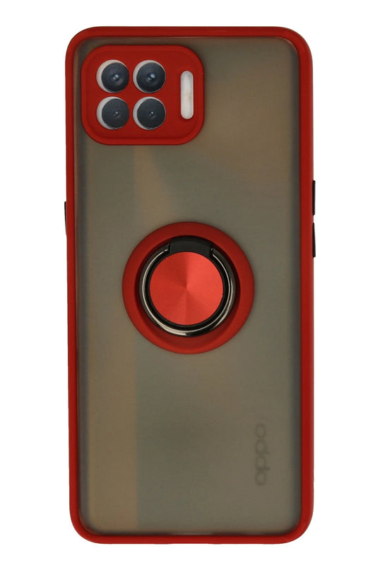 Oppo Reno 4 Lite Montreal Yüzüklü Silikon Kapak Kılıf - Kırmızı
