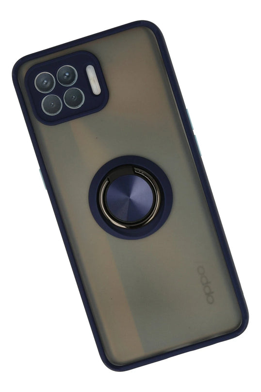 Oppo Reno 4 Lite Montreal Yüzüklü Silikon Kapak Kılıf - Lacivert 2