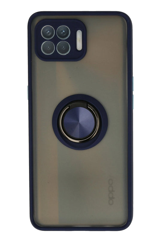 Oppo Reno 4 Lite Montreal Yüzüklü Silikon Kapak Kılıf - Lacivert