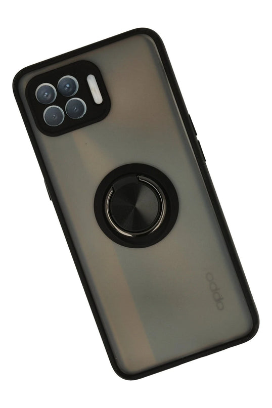 Oppo Reno 4 Lite Montreal Yüzüklü Silikon Kapak Kılıf - Siyah 2
