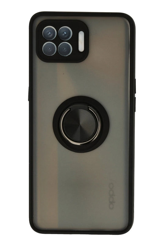 Oppo Reno 4 Lite Montreal Yüzüklü Silikon Kapak Kılıf - Siyah