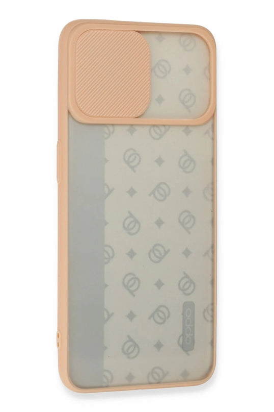 Oppo Reno 4 Lite Palm Buzlu Kamera Sürgülü Silikon Kılıf - Pembe 2