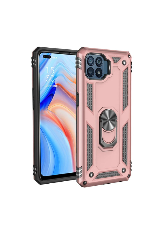 Oppo Reno 4 Lite Sofya Yüzüklü Silikon Kapak Kılıf - Rose