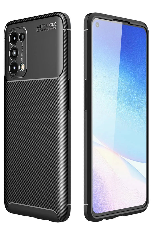 Oppo Reno 5 Auto Focus Karbon Kapak Kılıf - Siyah