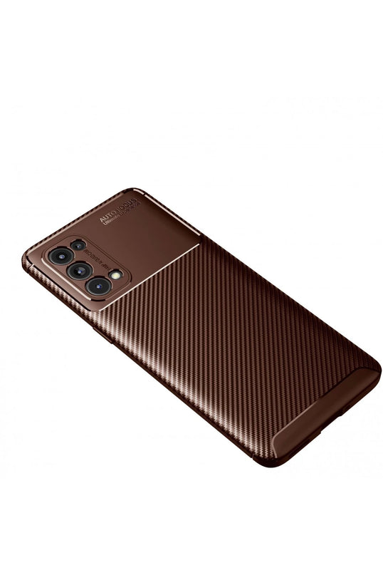 Oppo Reno 5 Pro Auto Focus Karbon Kapak Kılıf - Kahverengi 2