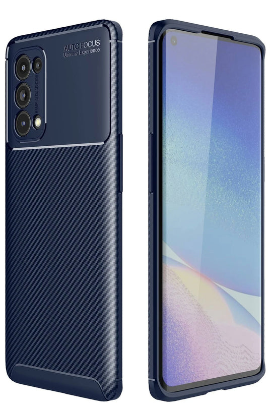 Oppo Reno 5 Pro Auto Focus Karbon Kapak Kılıf - Lacivert