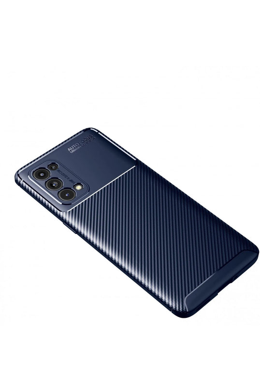 Oppo Reno 5 Pro Auto Focus Karbon Kapak Kılıf - Lacivert 2