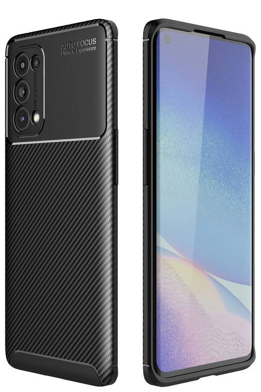 Oppo Reno 5 Pro Auto Focus Karbon Kapak Kılıf - Siyah