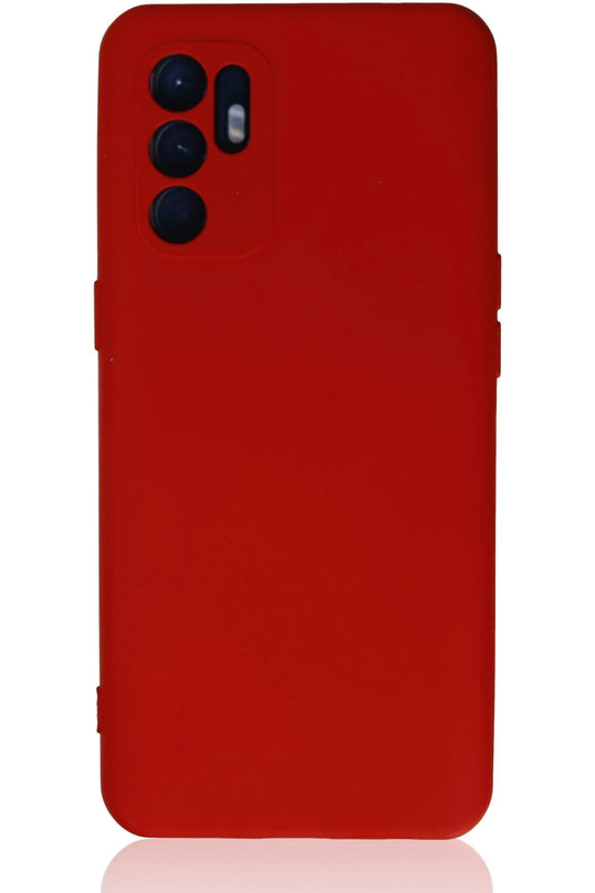 Oppo Reno 6 Nano içi Kadife Silikon Kılıf - Kırmızı