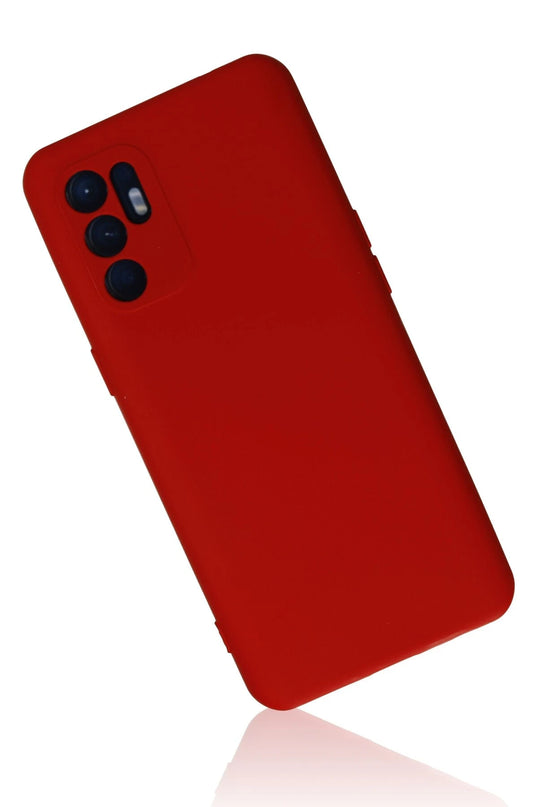 Oppo Reno 6 Nano içi Kadife Silikon Kılıf - Kırmızı 2