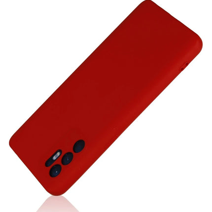 Oppo Reno 6 Nano içi Kadife Silikon Kılıf - Kırmızı 3