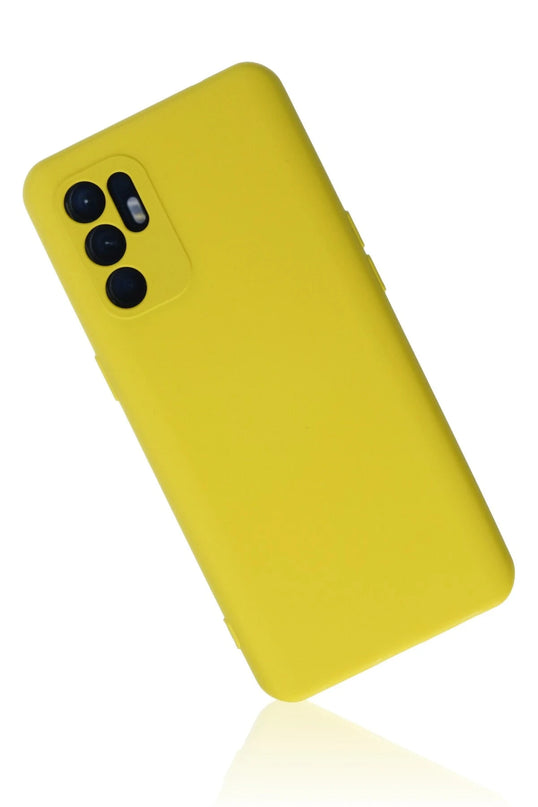 Oppo Reno 6 Nano içi Kadife Silikon Kılıf - Sarı 2