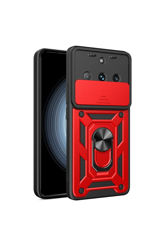 Realme 11 Pro Pars Lens Yüzüklü Silikon Kılıf - Kırmızı