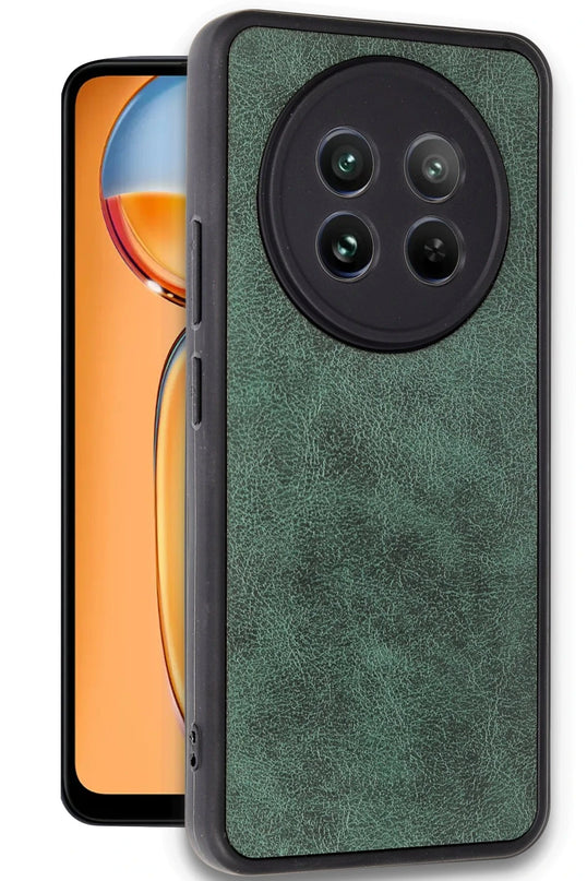 Realme 12 5G Aras Deri Kapak Kılıf - Koyu Yeşil 2
