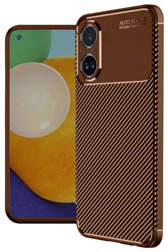 Realme 12 Lite Auto Focus Karbon Kapak Kılıf - Kahverengi