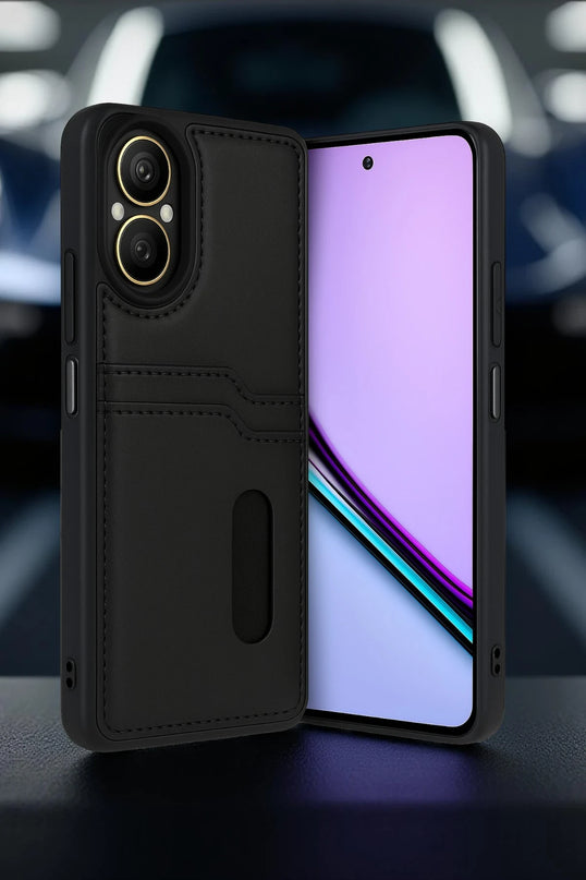 Realme 12 Lite Sara Kartvizitli Deri Kılıf - Lacivert 2