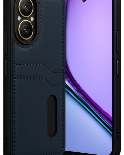 Realme 12 Lite Sara Kartvizitli Deri Kılıf - Lacivert