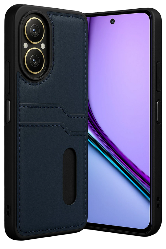 Realme 12 Lite Sara Kartvizitli Deri Kılıf - Lacivert