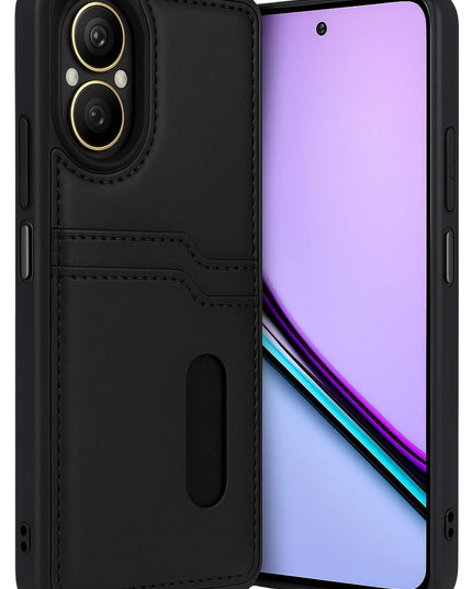 Realme 12 Lite Sara Kartvizitli Deri Kılıf - Siyah