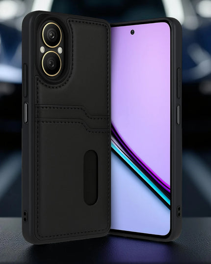 Realme 12 Lite Sara Kartvizitli Deri Kılıf - Taba 2