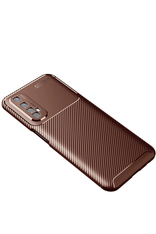 Realme 7 Auto Focus Karbon Kapak Kılıf - Kahverengi 2