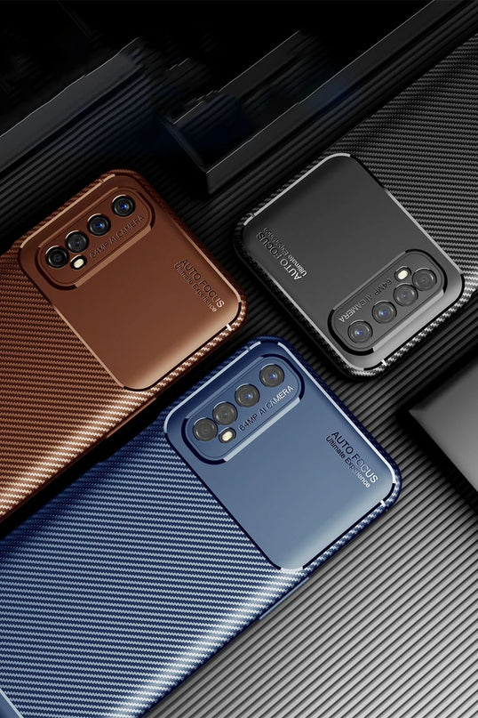 Realme 7 Auto Focus Karbon Kapak Kılıf - Kahverengi 3