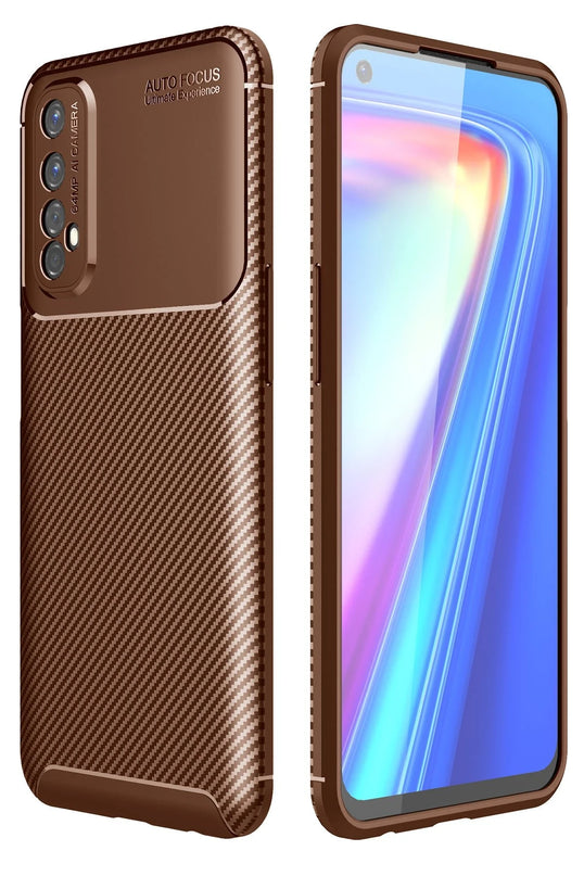 Realme 7 Auto Focus Karbon Kapak Kılıf - Kahverengi
