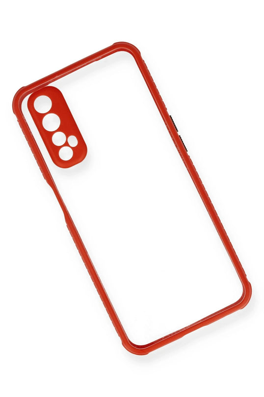 Realme 7 Miami Şeffaf Silikon Kılıf - Kırmızı 3