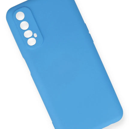 Realme 7 Nano içi Kadife Silikon Kılıf - Mavi 3