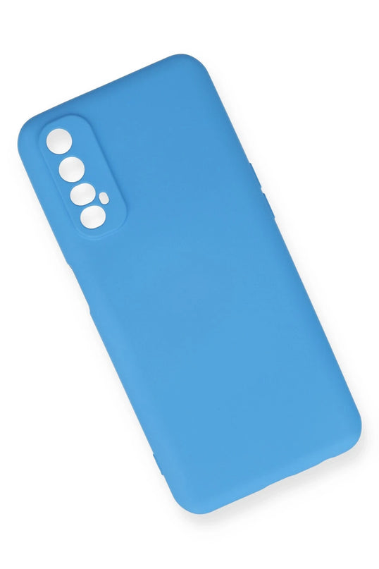 Realme 7 Nano içi Kadife Silikon Kılıf - Mavi 3
