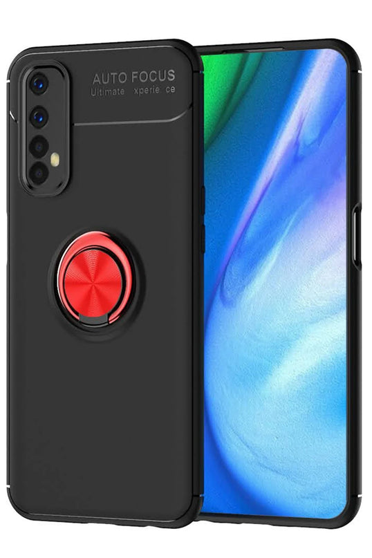 Realme 7 Range Yüzüklü Silikon Kılıf - Siyah 4