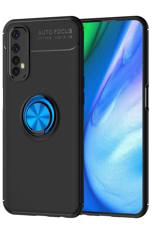 Realme 7 Range Yüzüklü Silikon Kılıf - Siyah 2