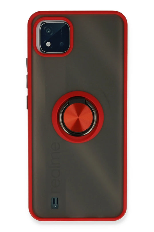 Realme C11 2021 Montreal Yüzüklü Silikon Kapak Kılıf - Kırmızı