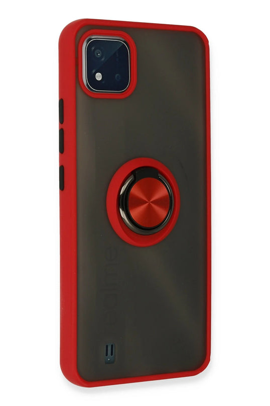 Realme C11 2021 Montreal Yüzüklü Silikon Kapak Kılıf - Kırmızı 3
