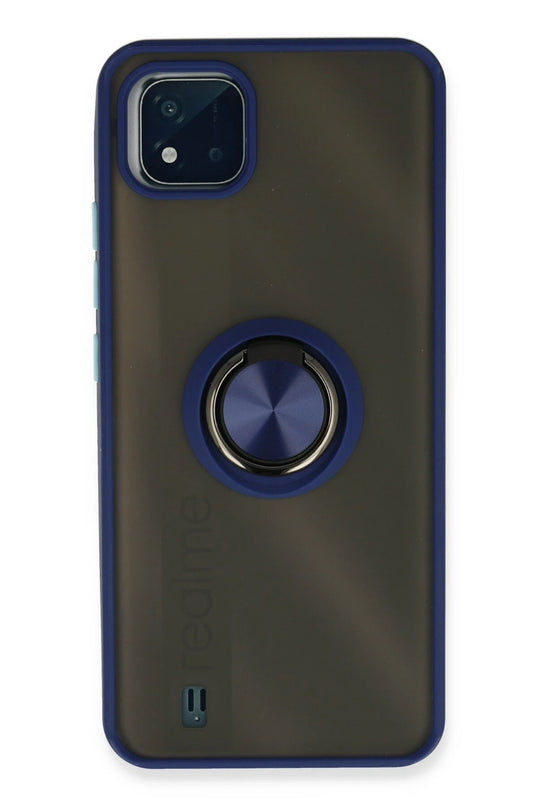 Realme C11 2021 Montreal Yüzüklü Silikon Kapak Kılıf - Lacivert