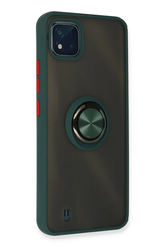 Realme C11 2021 Montreal Yüzüklü Silikon Kapak Kılıf - Yeşil 3